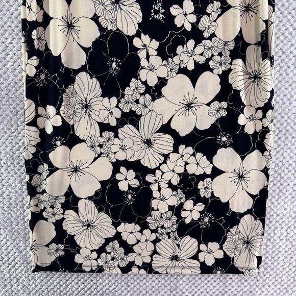 Notation Skirt Womens S Black Cream Floral Stretch Maxi PullOn Elastic Waist - Picture 4 of 12